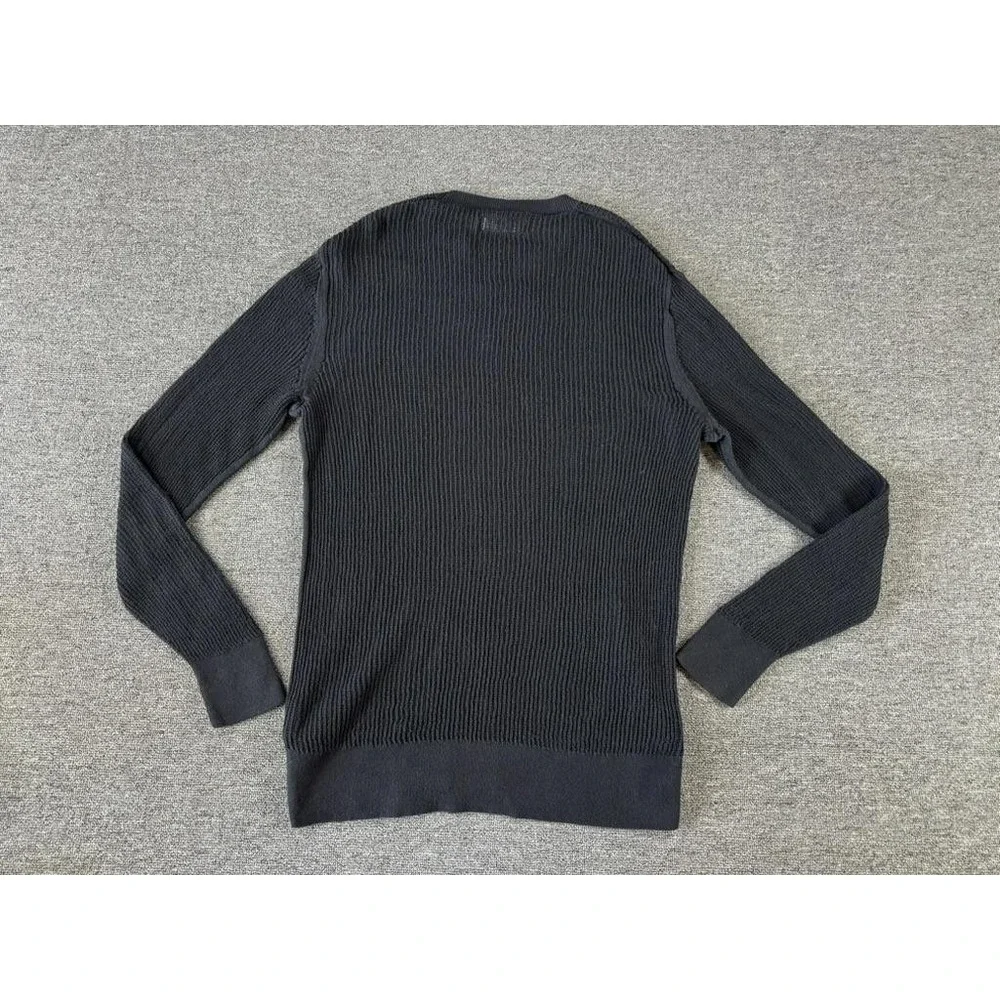 AllSaints‎ Sweater Mens Medium Black Cotton Ribbed Crewneck Knit Pullover